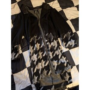 Frank‎ Lyman Women's Black White Houndstooth Cardigan Coatigan Blazer Jacket